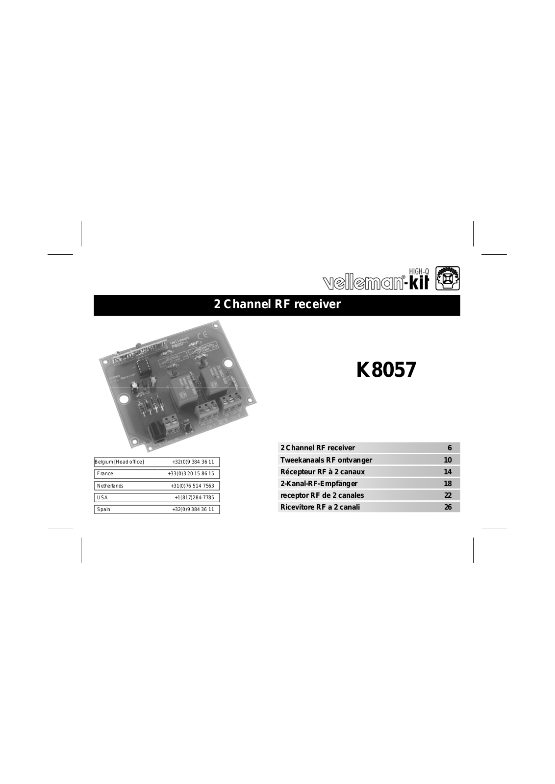 Velleman К8057 User Manual