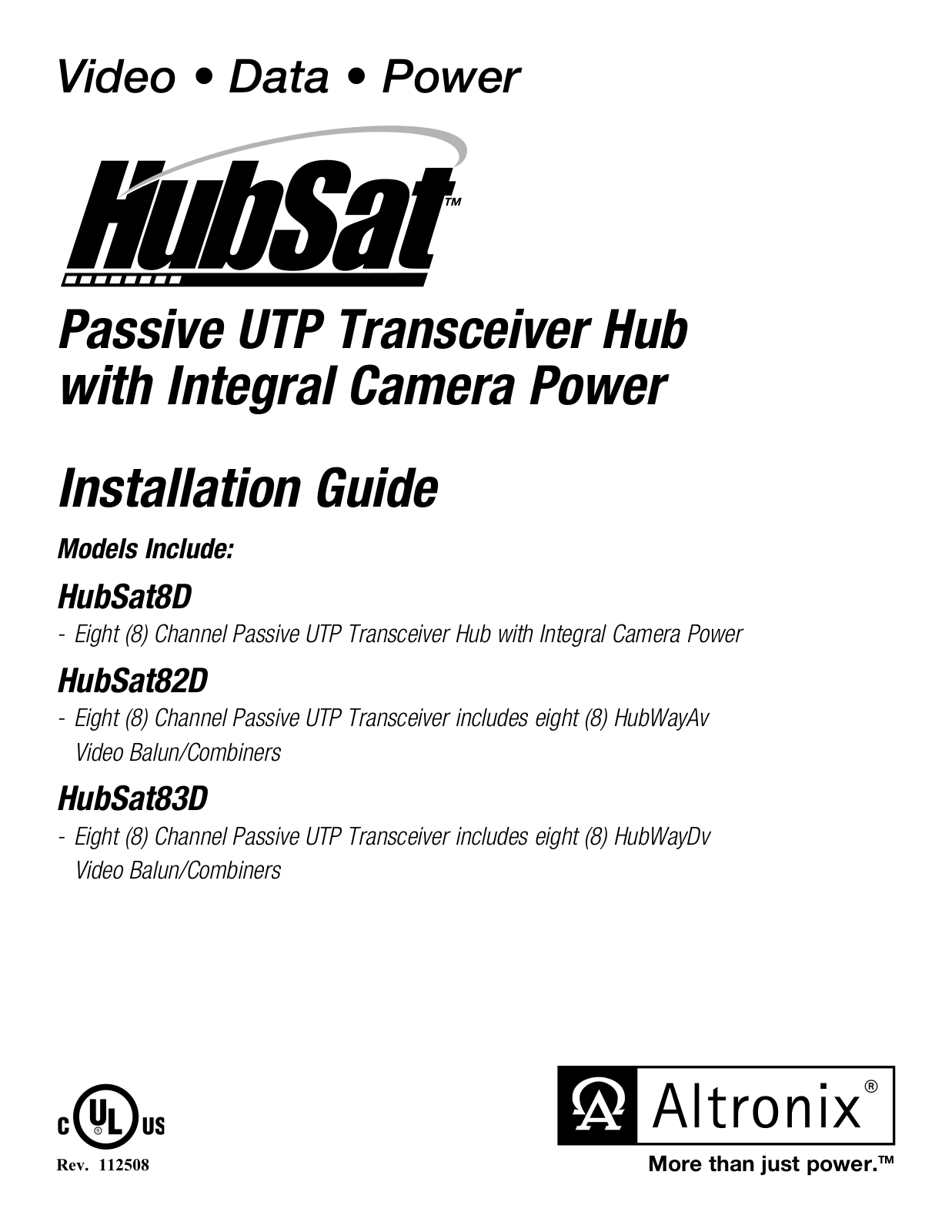 Altronix HubSat82D, HubSat83D Installation Instructions