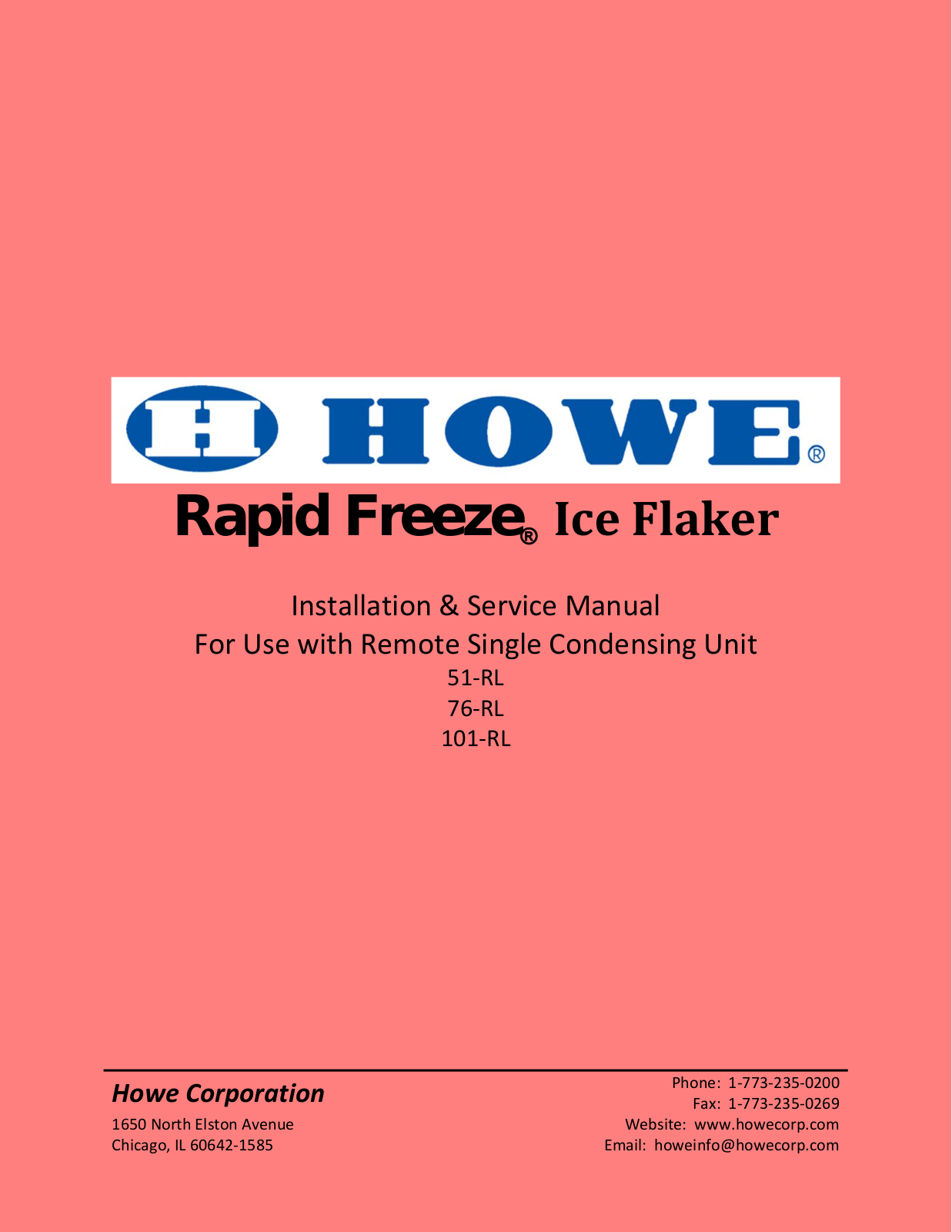 Howe 101-RL Service Manual