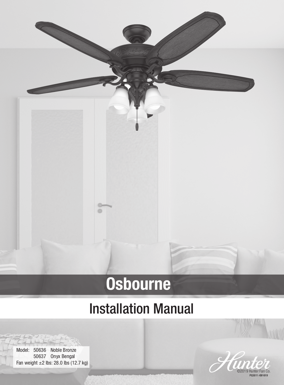 Hunter Fan Osbourne, 50636, 50637 Installation Manual