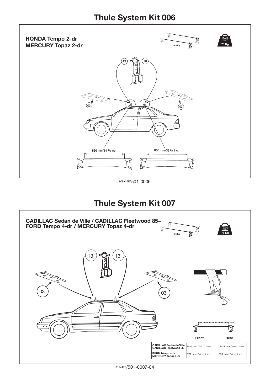 Thule Thule System 006, Thule System 007 User Manual