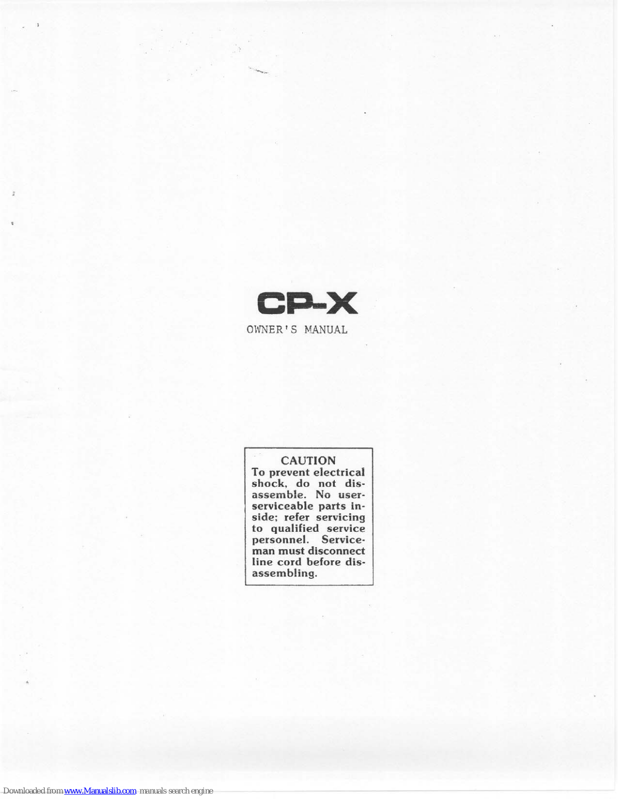 Tapco CP-X Owner's Manual