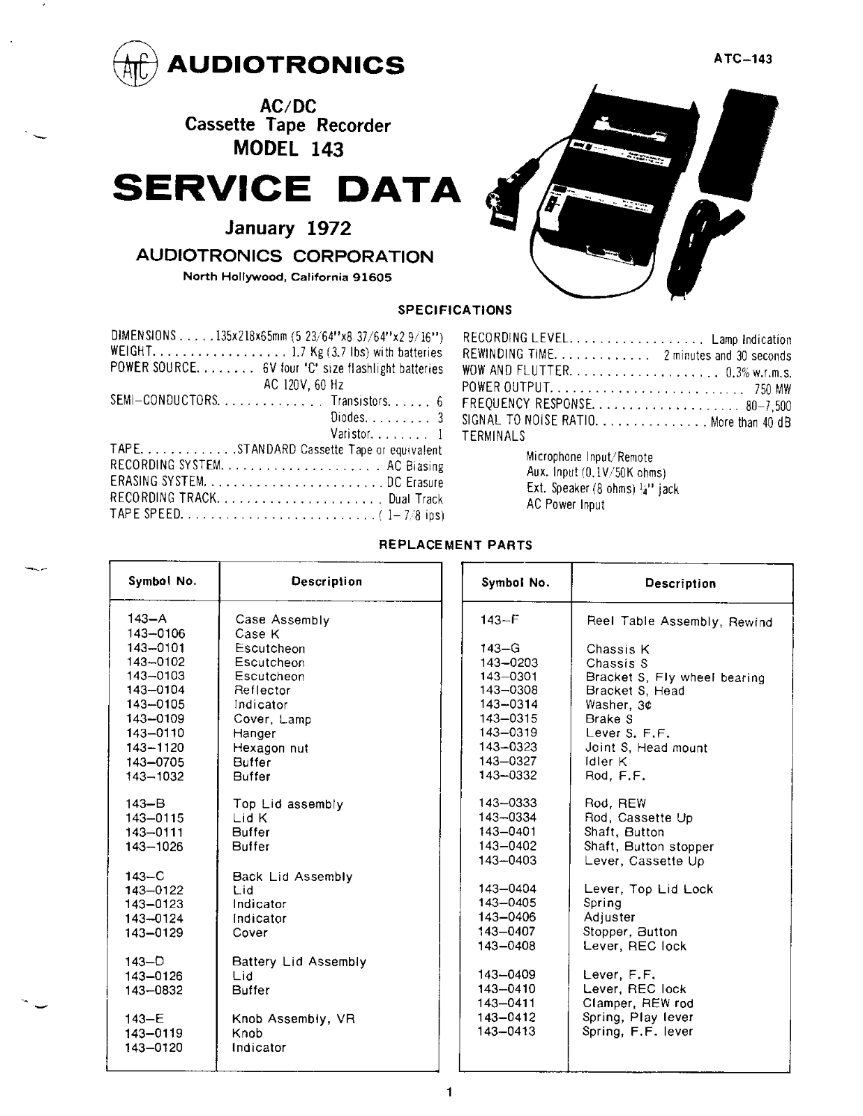Audiotronics 143 User Manual - ManualMachine.com