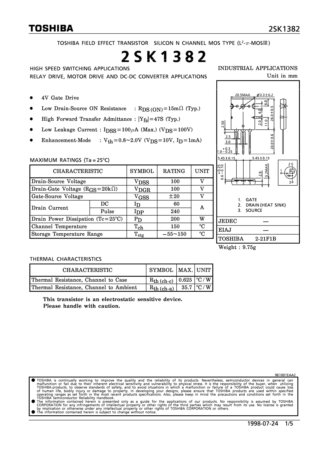 Toshiba 2SK1382 Datasheet