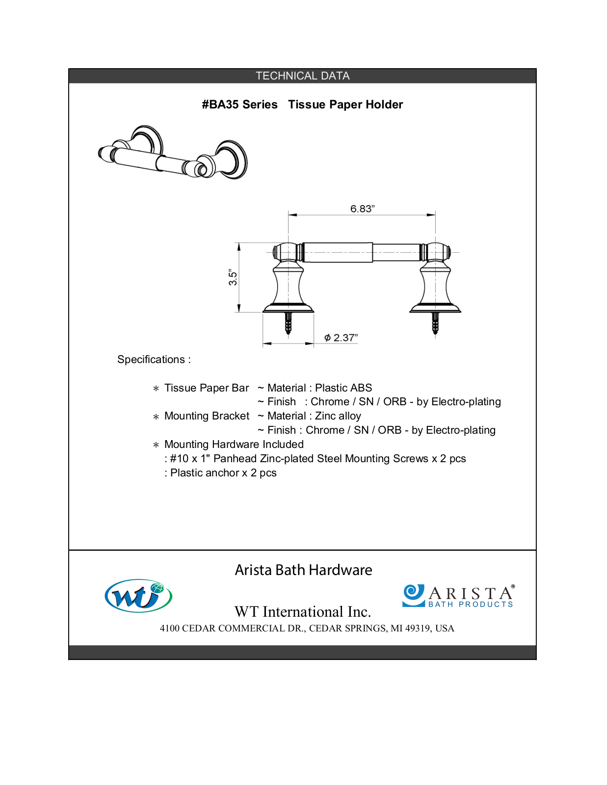 ARISTA WTIN1055 Specifications - ManualMachine.com