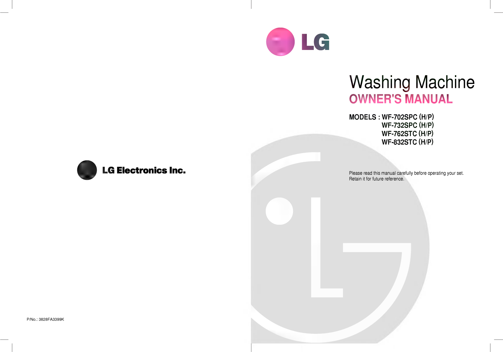 LG WF-702SPP Owner's manual