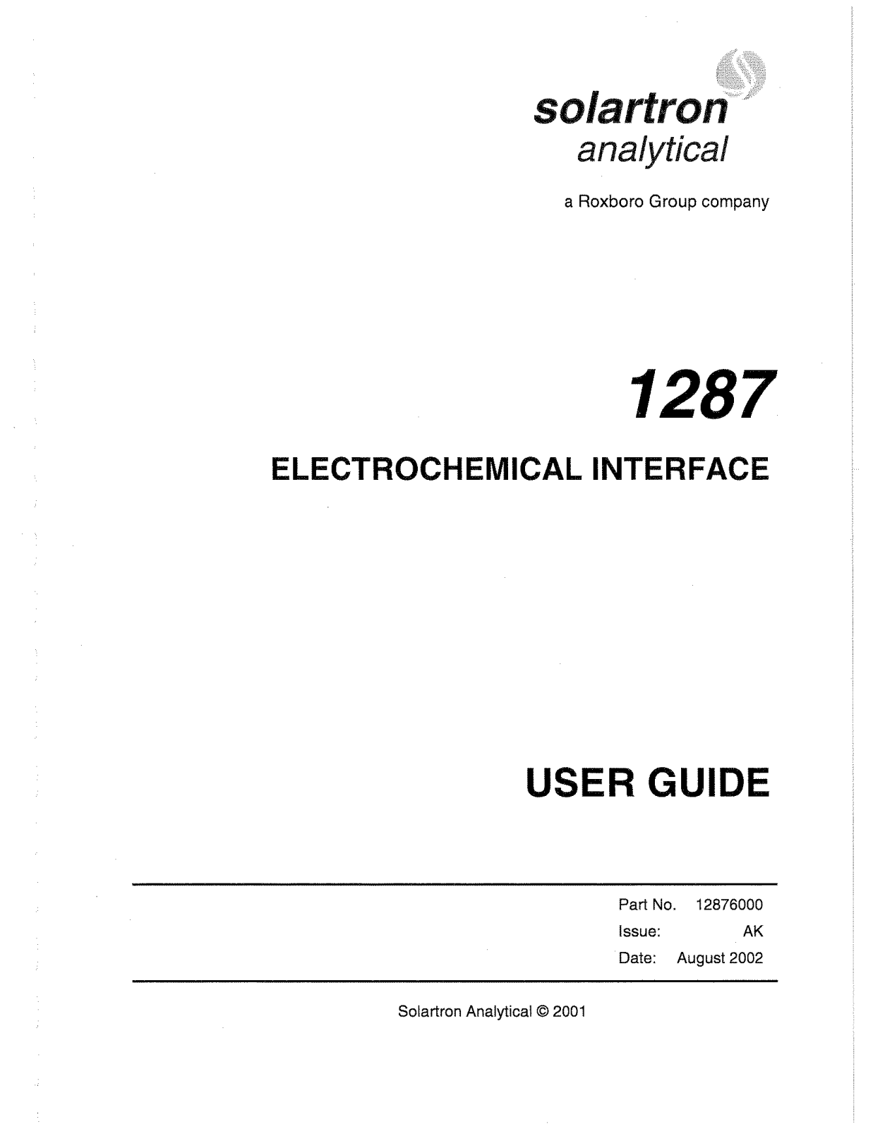 Solartron 1287 User Manual