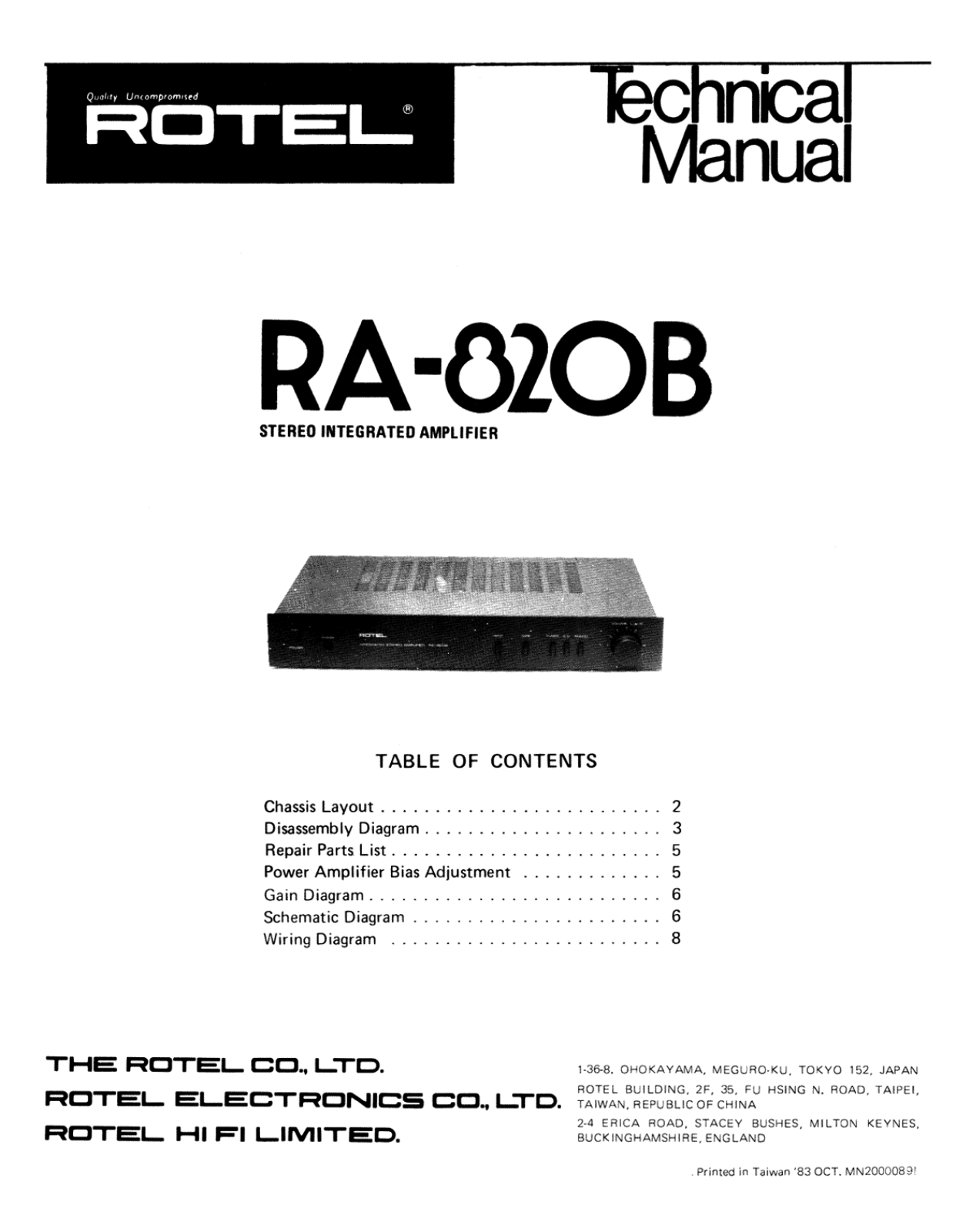 Rotel ra820 service manual