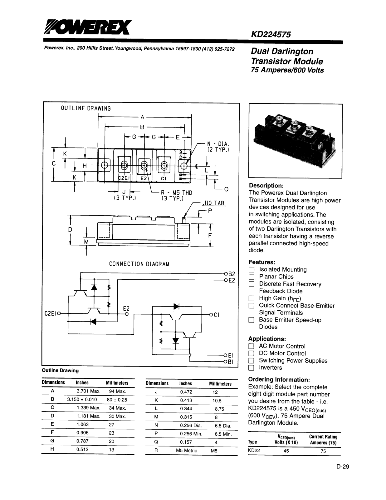 POWEREX KD224575 Datasheet