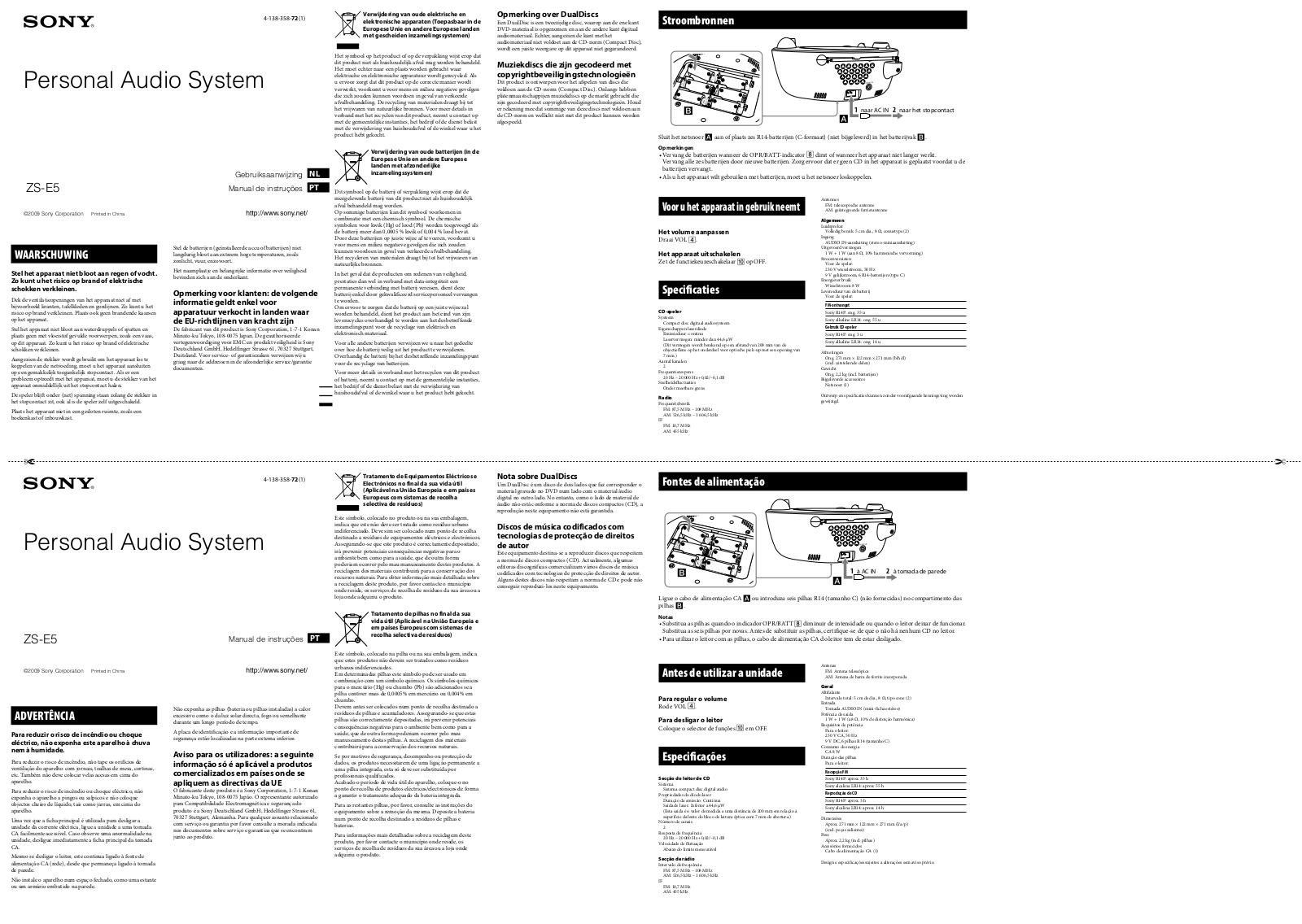 Sony ZS-E5 User Manual