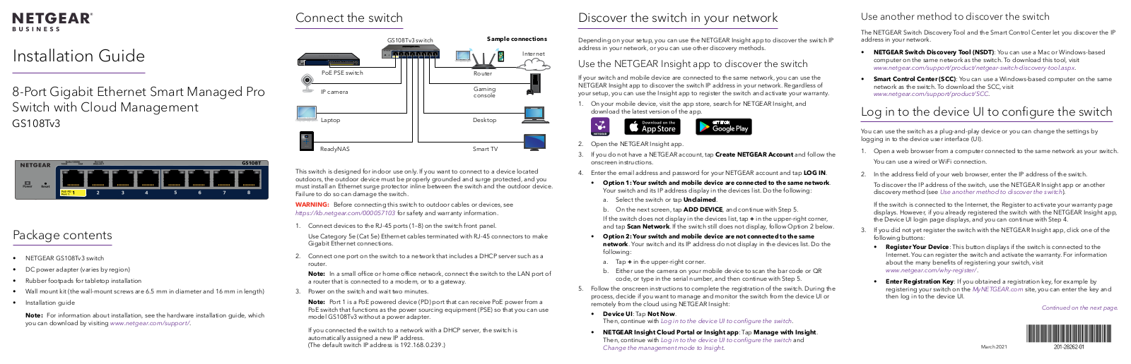 Netgear GS108T Installation Manual