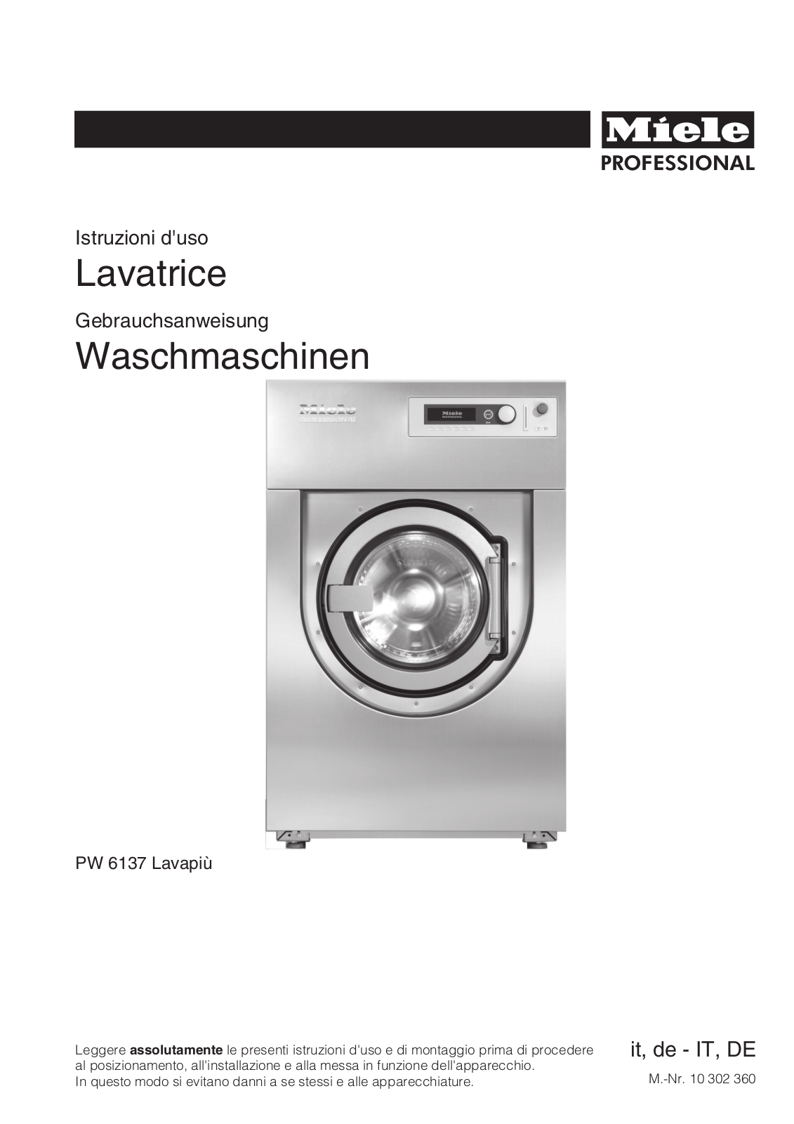 Miele PW 6137 LavaPiu Instructions Manual