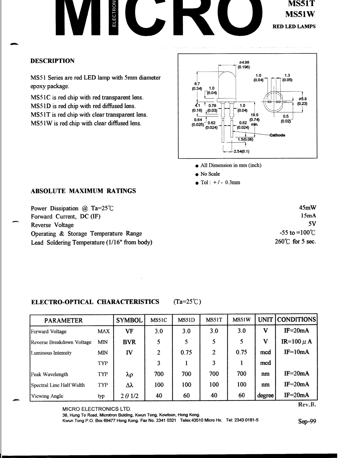 MICRO MS51T Datasheet