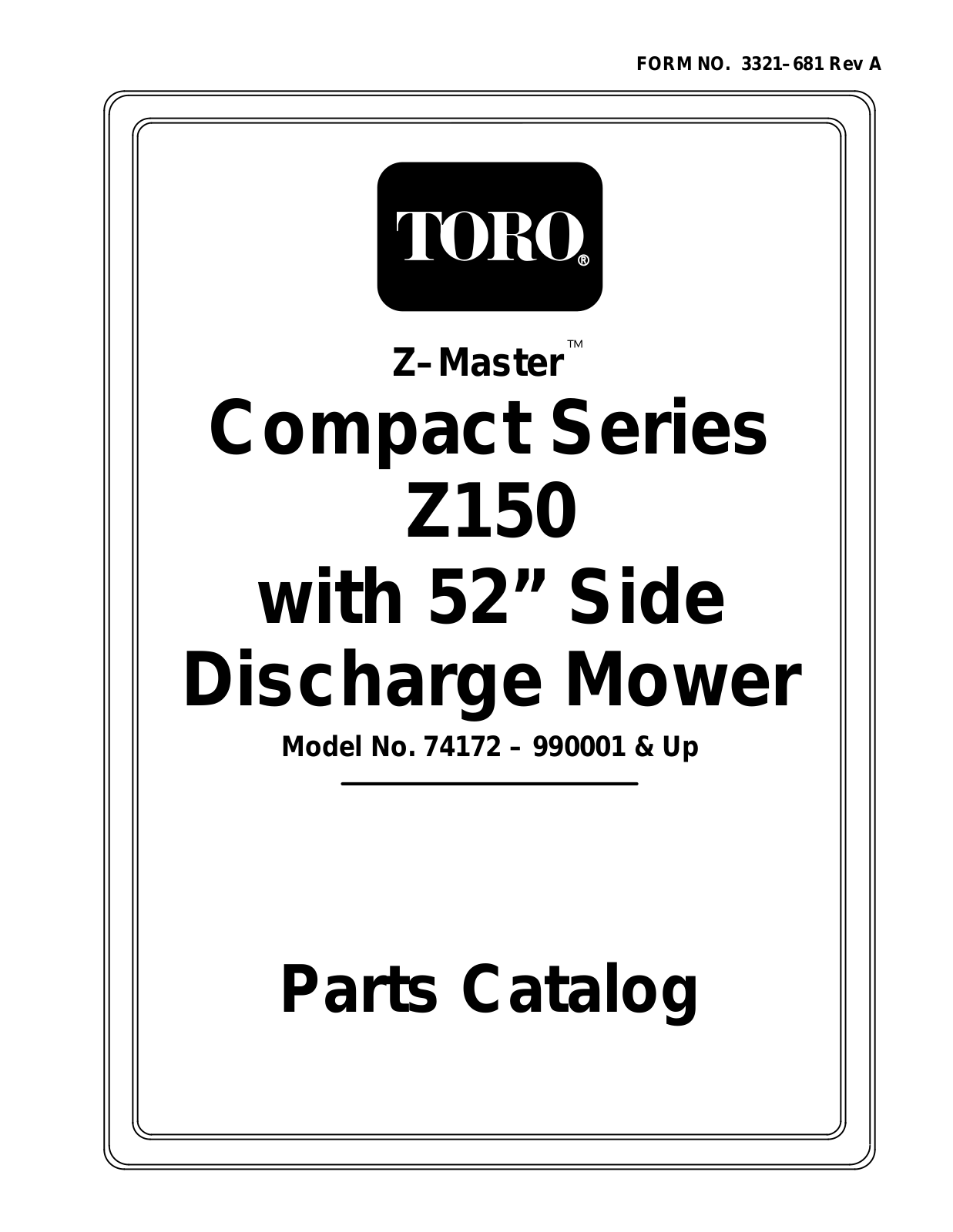 Toro 74172 Parts Catalogue