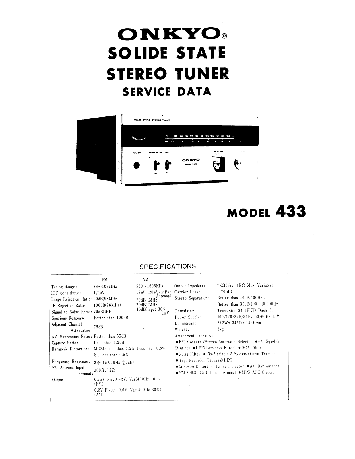 Onkyo 433 Service Manual