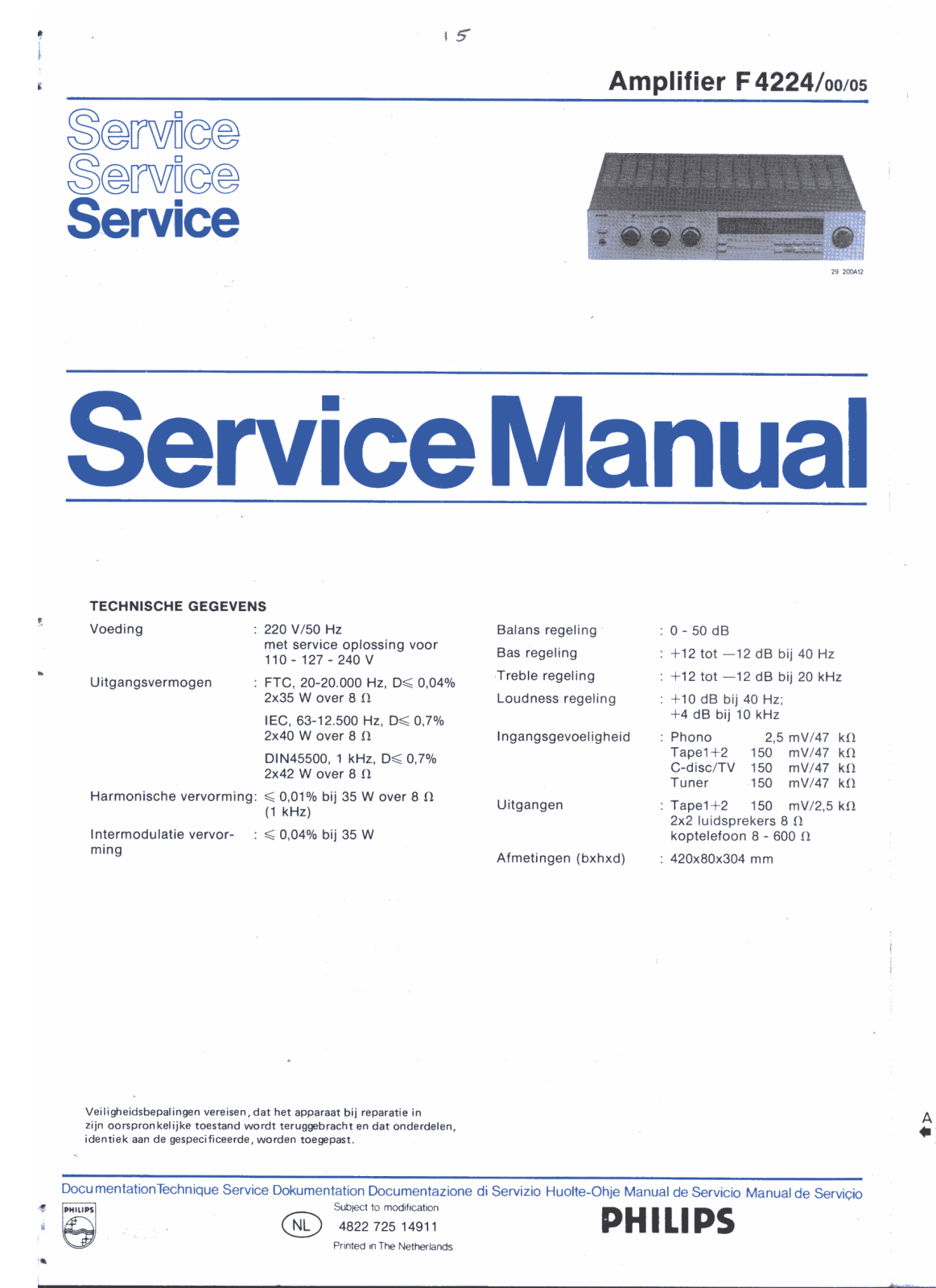 Philips F-4224 Service manual