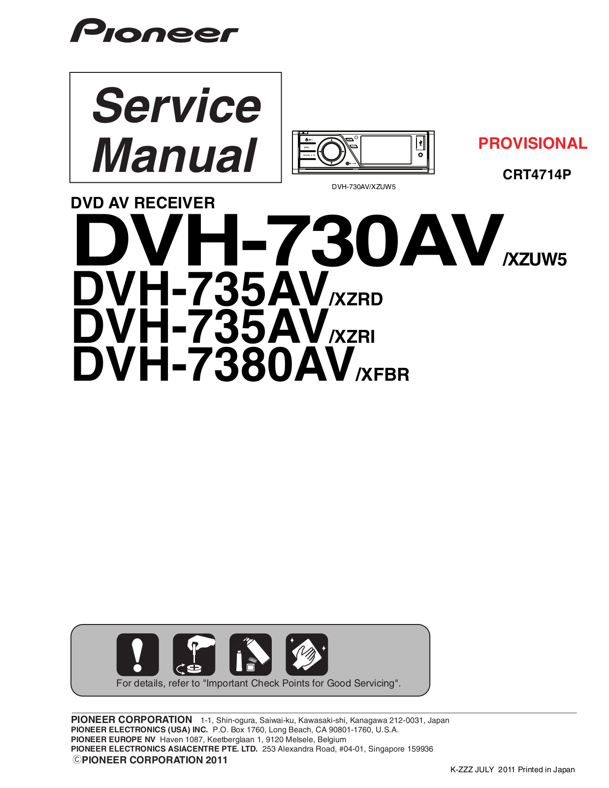 Pioneer DVH-7380av, DVH-730av Schematic