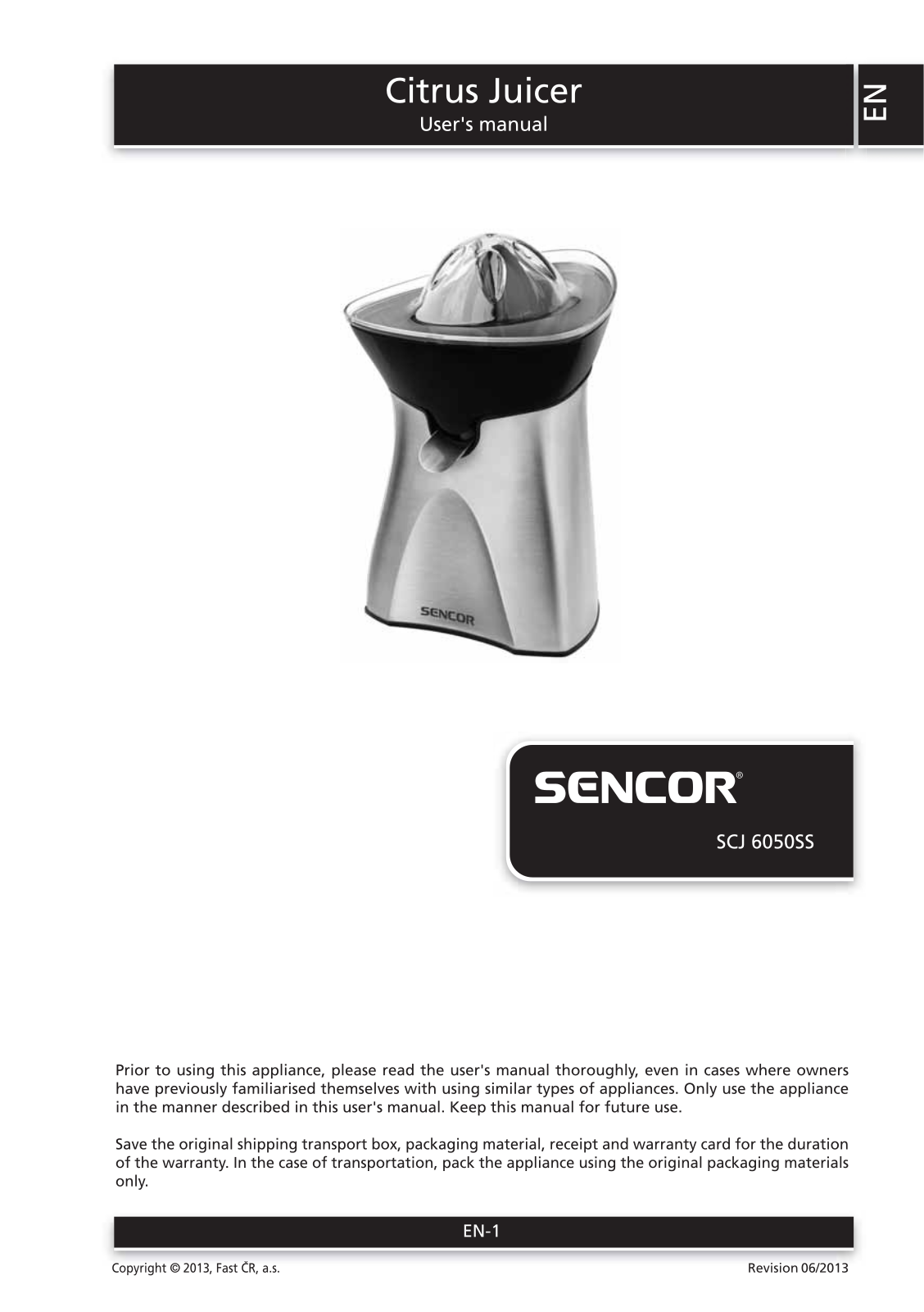 Sencor SCJ 6050SS operation manual