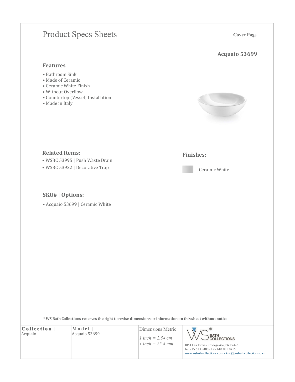WS Bath Collections WSO1268 Specifications - ManualMachine.com