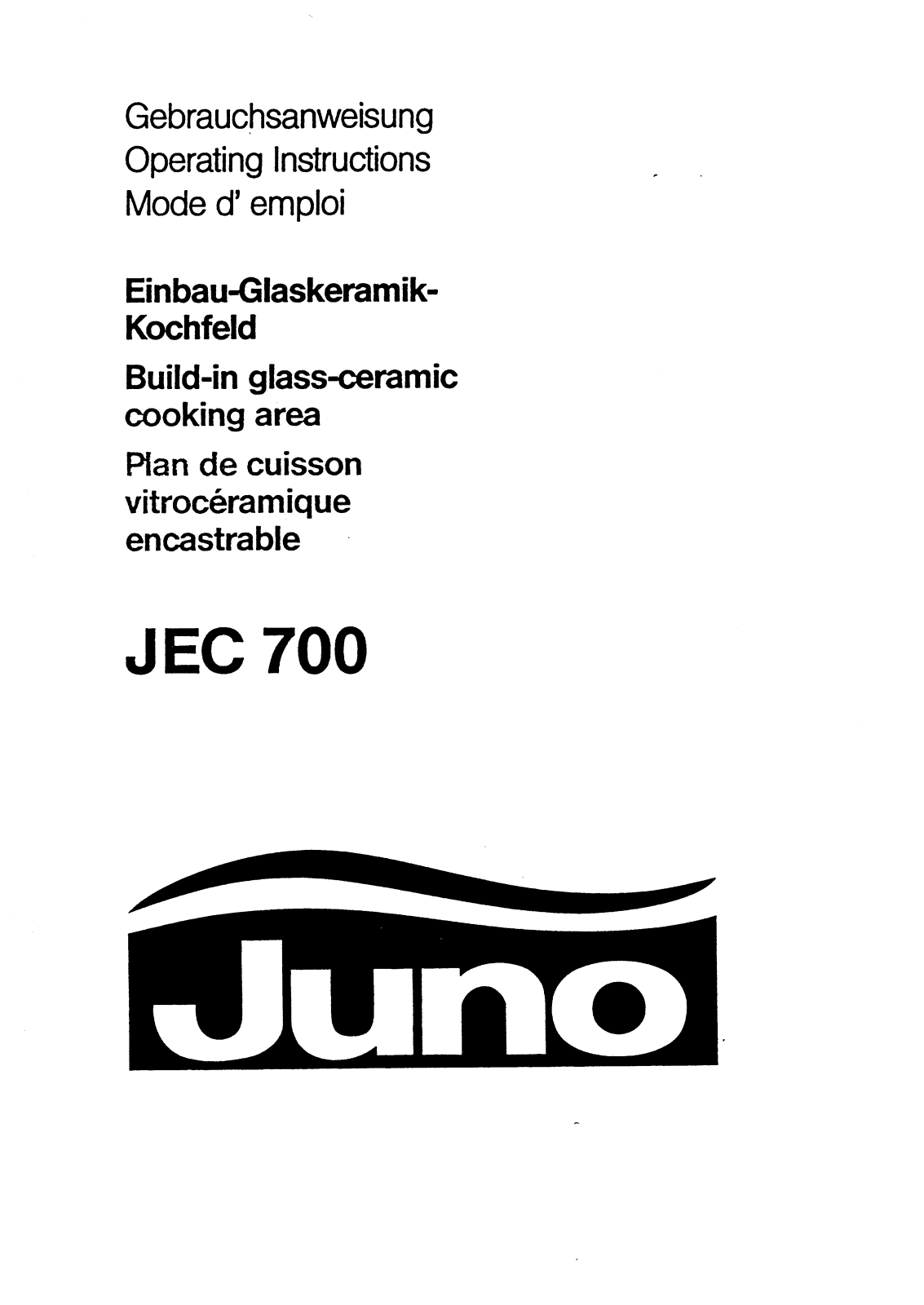 Juno JEC700W, JEC700B, JEC700E Manual
