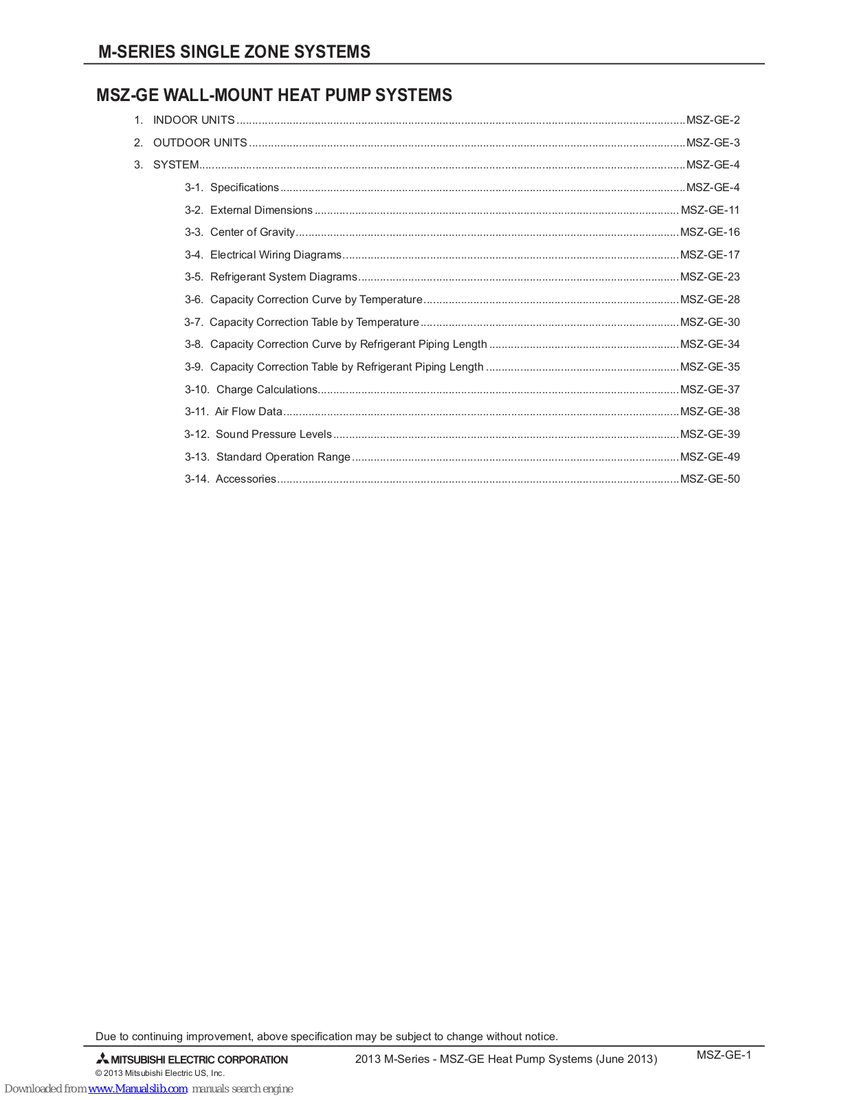 Mitsubishi MSZ-GE09NA-8, MSZ-GE24NA, MSZ-GE18NA-8, MSZ-GE12NA-8, MUZ-GE09NA-1 Engineering Manual