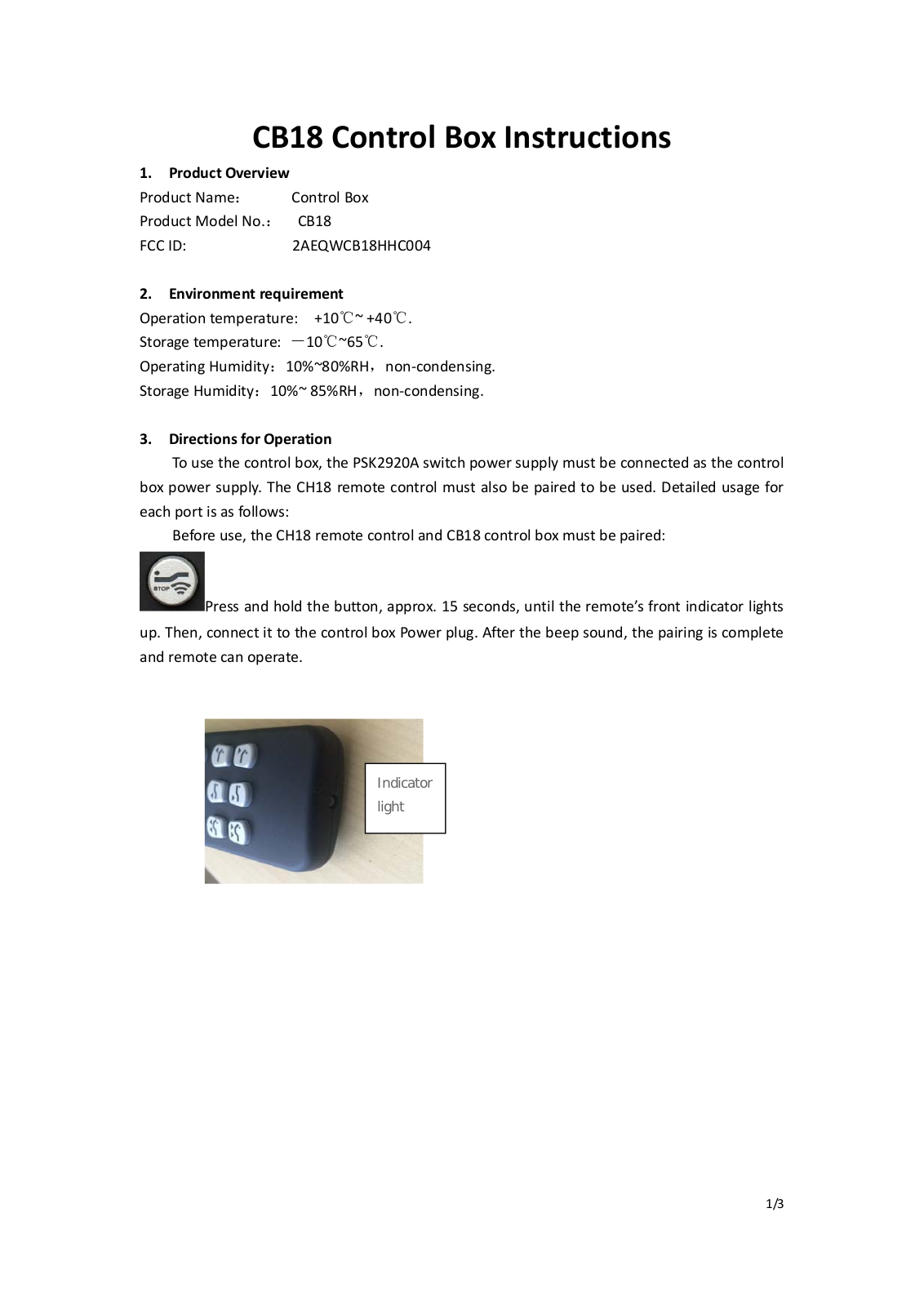 HHC Changzhou CB18HHC004 User Manual