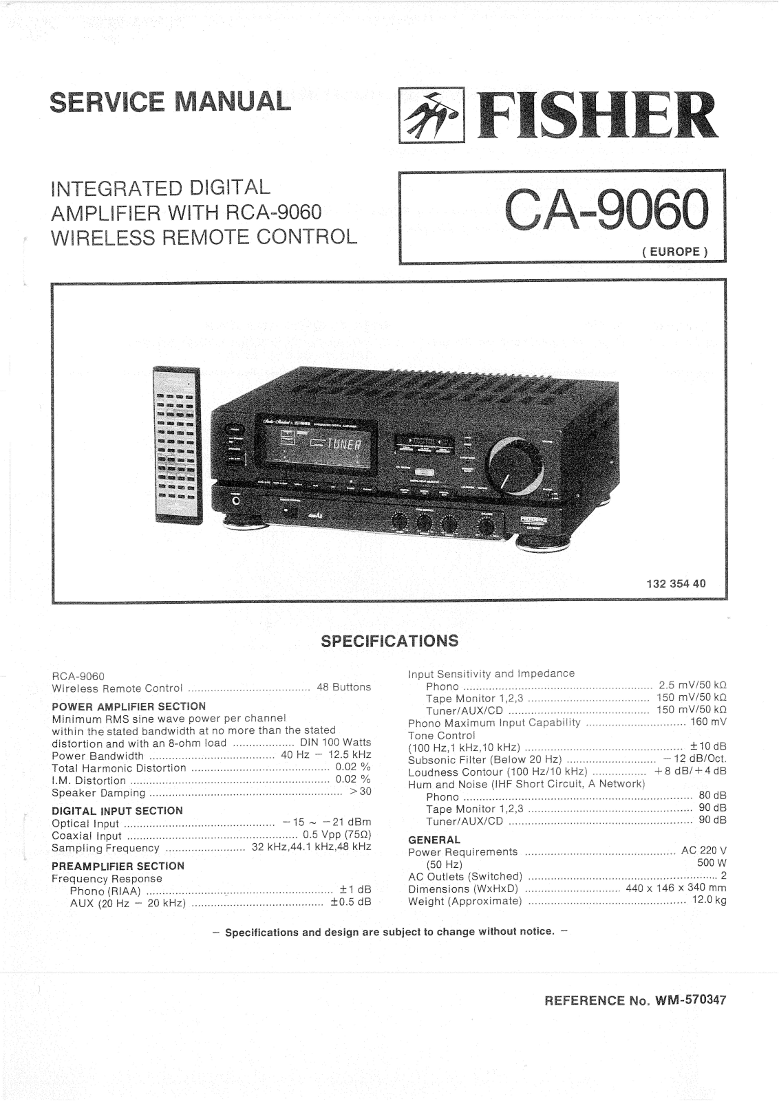 Fisher CA-9060 Service manual