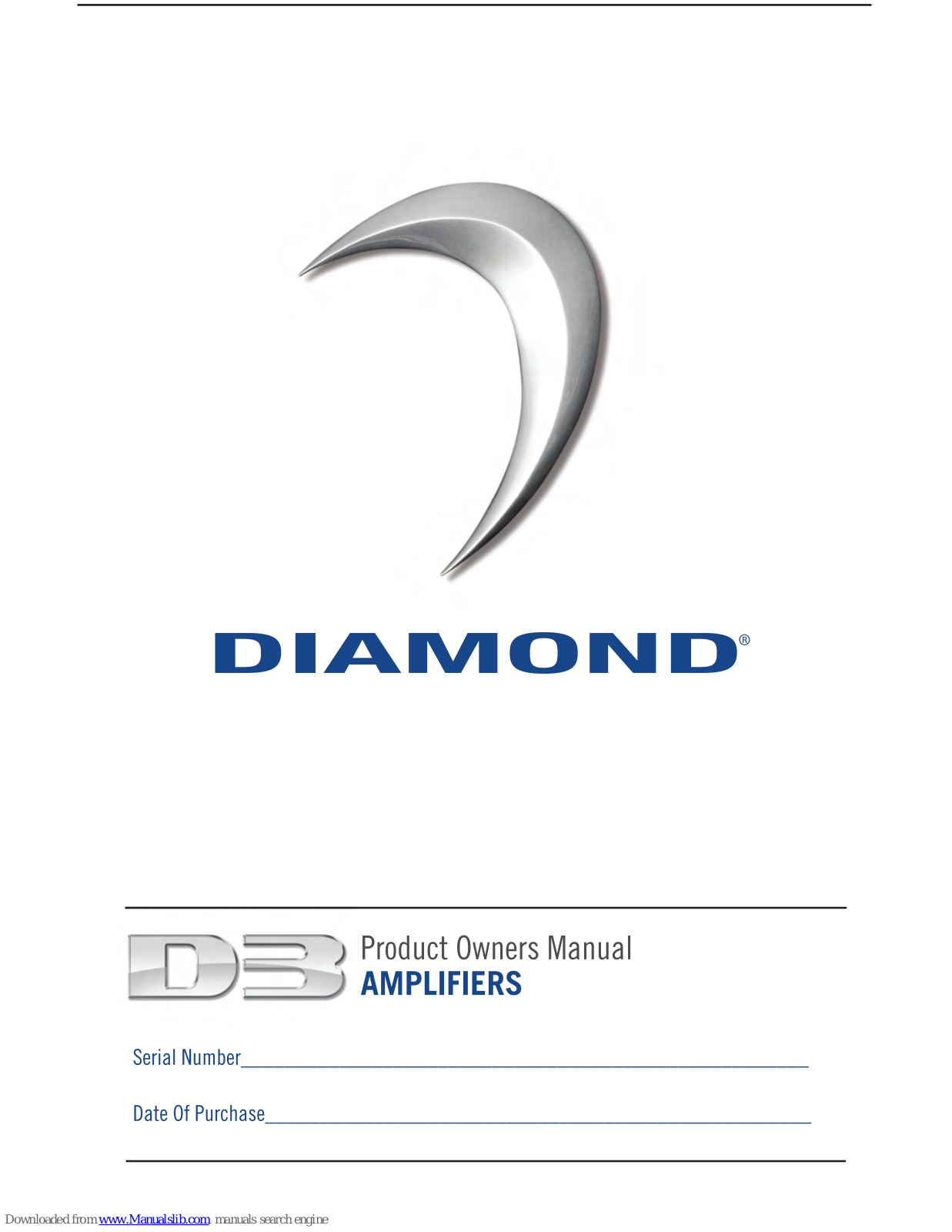 Diamond D3 400.2, D3 400.4, D3 600.1 Owner's Manual