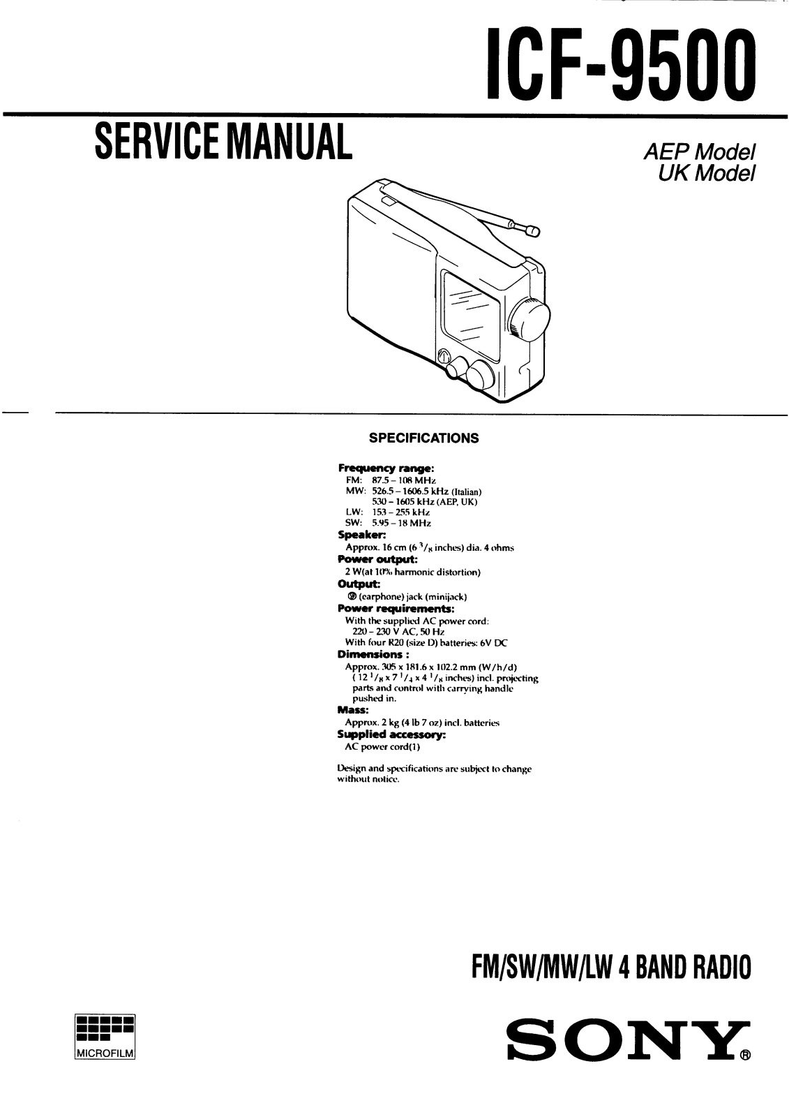 Sony ICF-9500 Service manual