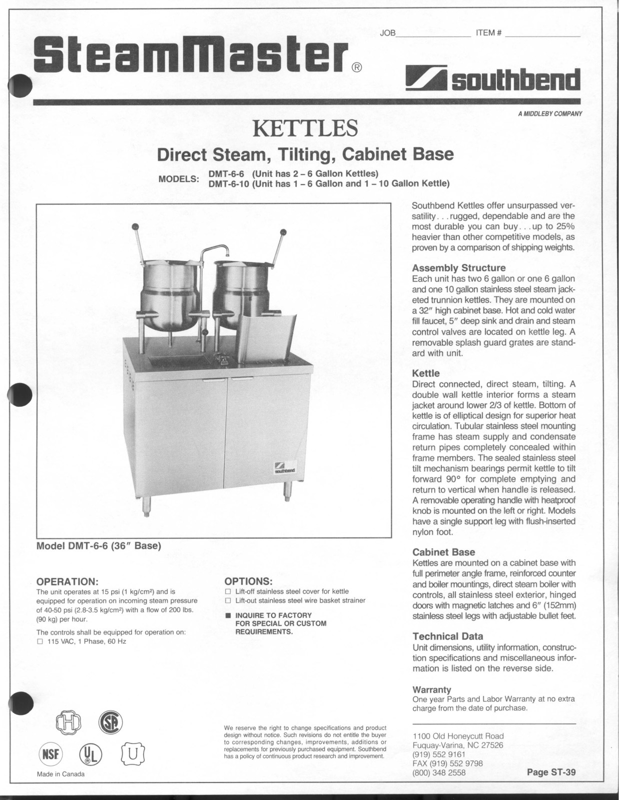 Southbend DMT-6-10 User Manual