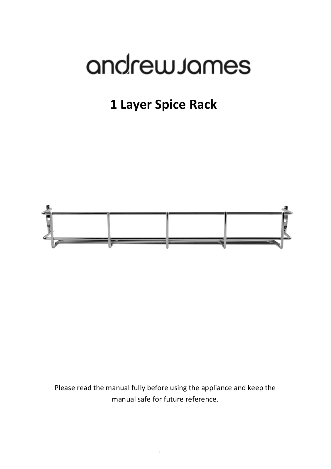 Andrew James 1 Tier Spice Rack User Manual