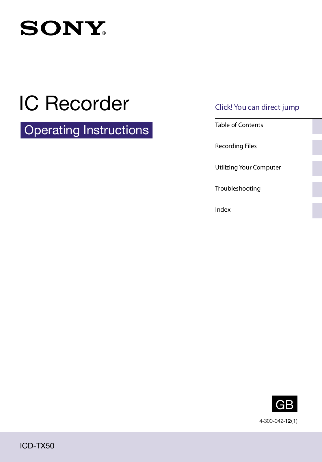 Sony ICDTX50 User Manual