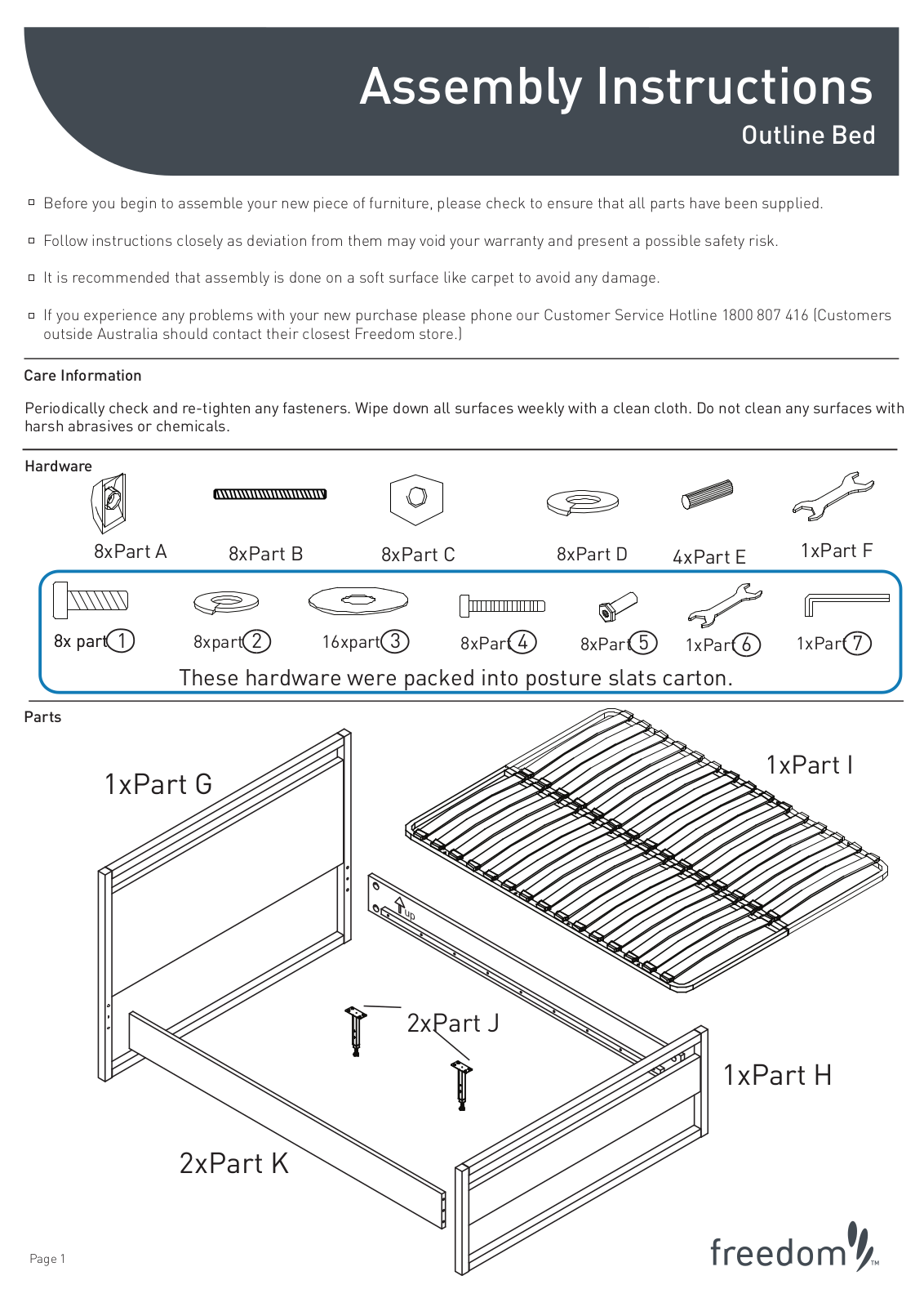 Freedom Outline Bed Assembly Instruction