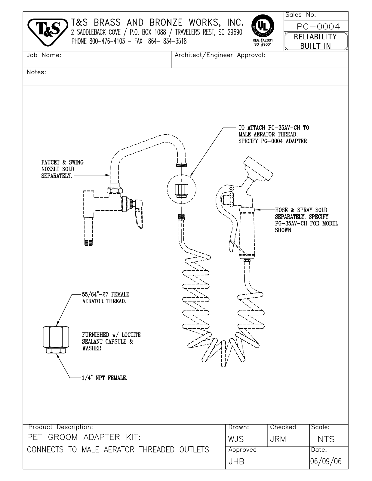 T&S Brass PG-0004 User Manual