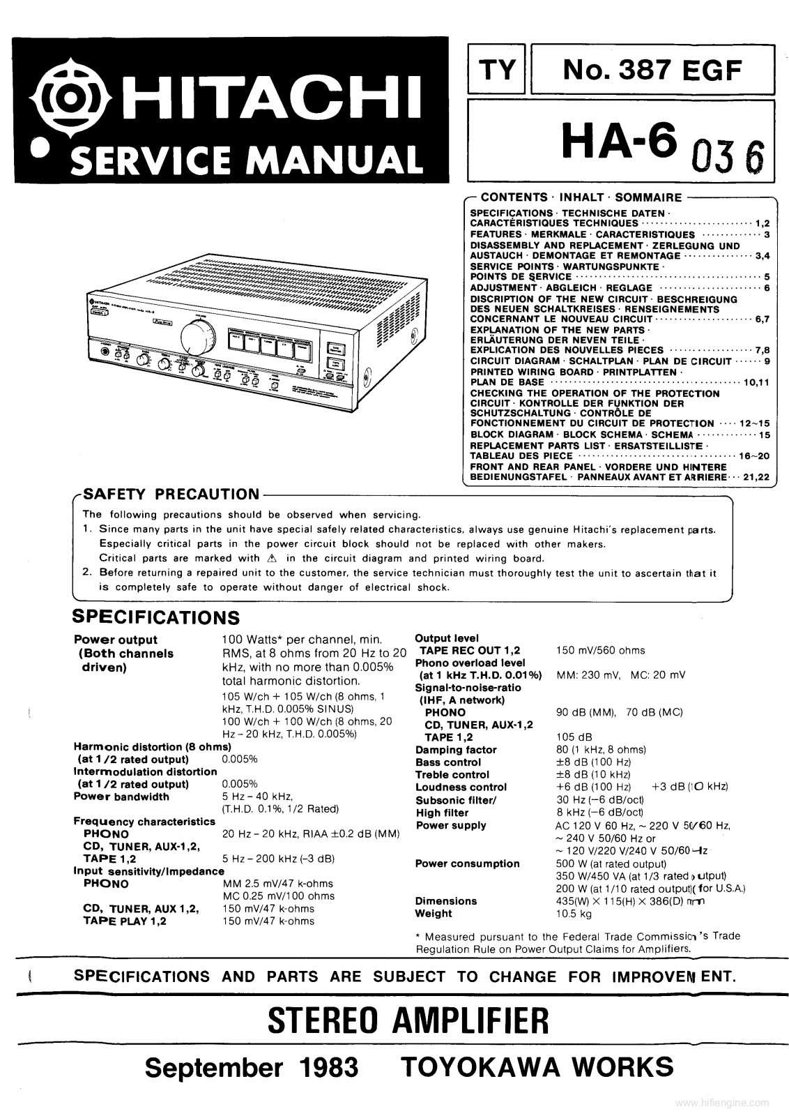 Hitachi HA-6 Service Manual