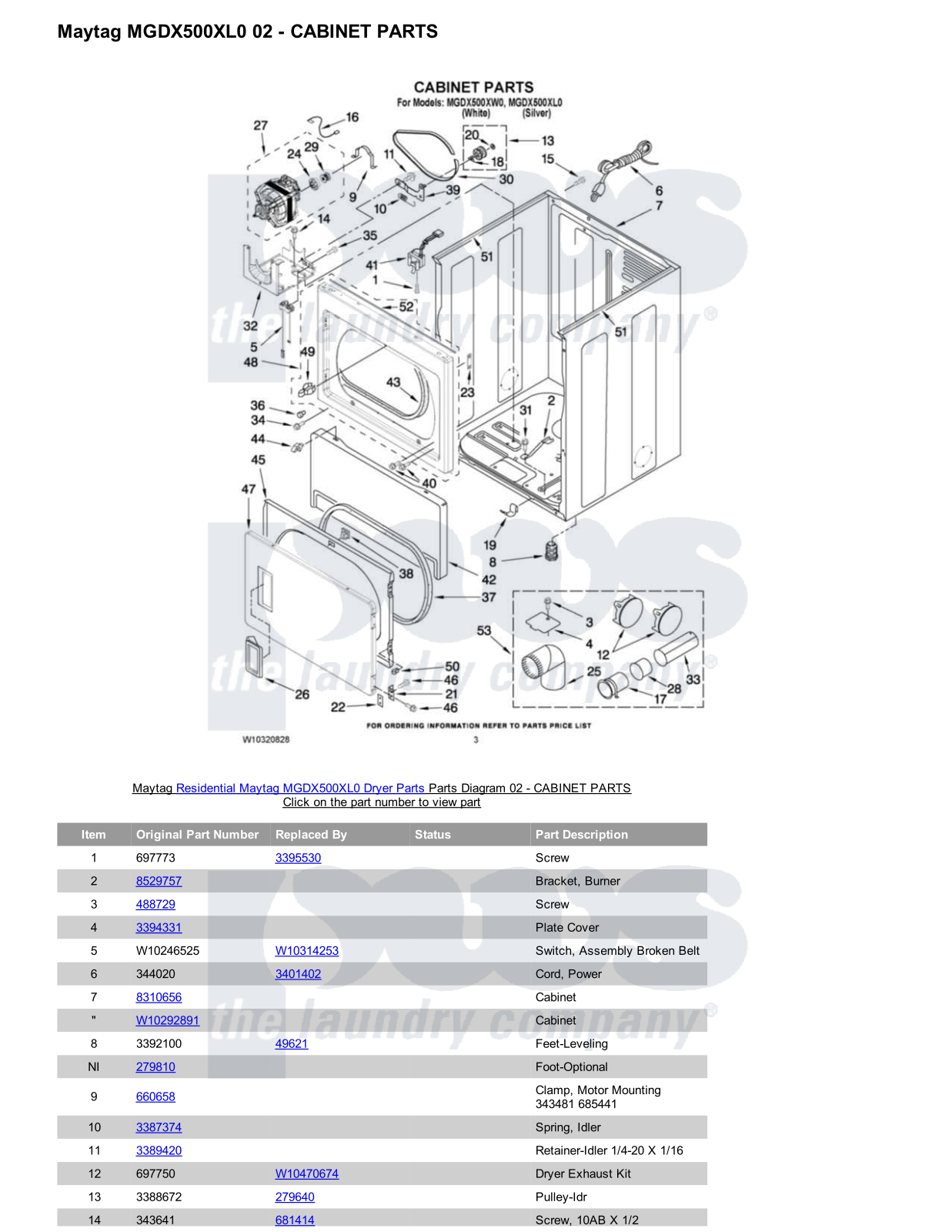 Maytag MGDX500XL0 Parts Diagram