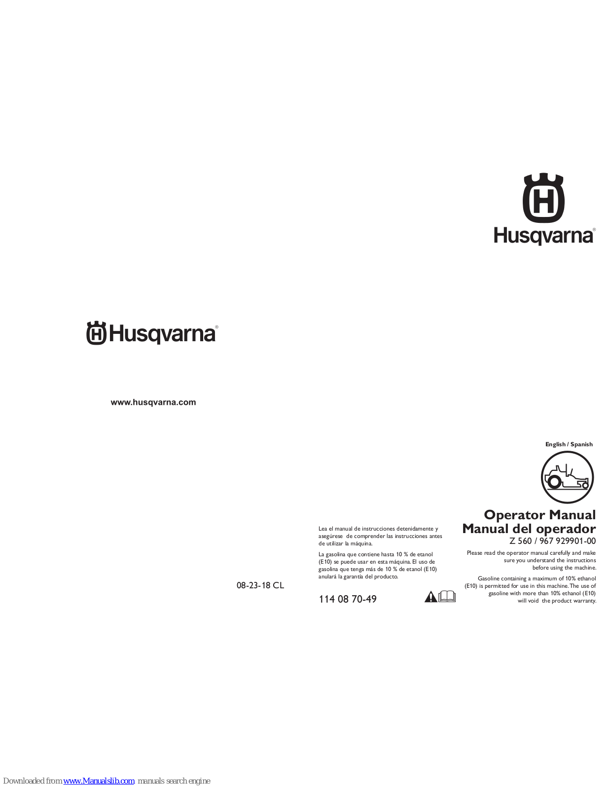 Husqvarna Z 560, 967 929901-00 Operator's Manual - ManualMachine.com