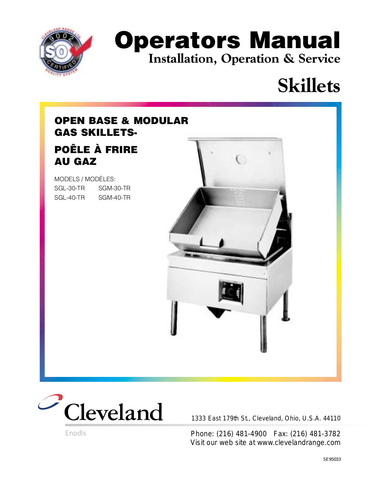 Cleveland Range SGL-30-TR, SGM-30-TR, SGL-40-TR, SGM-40-TR General Manual