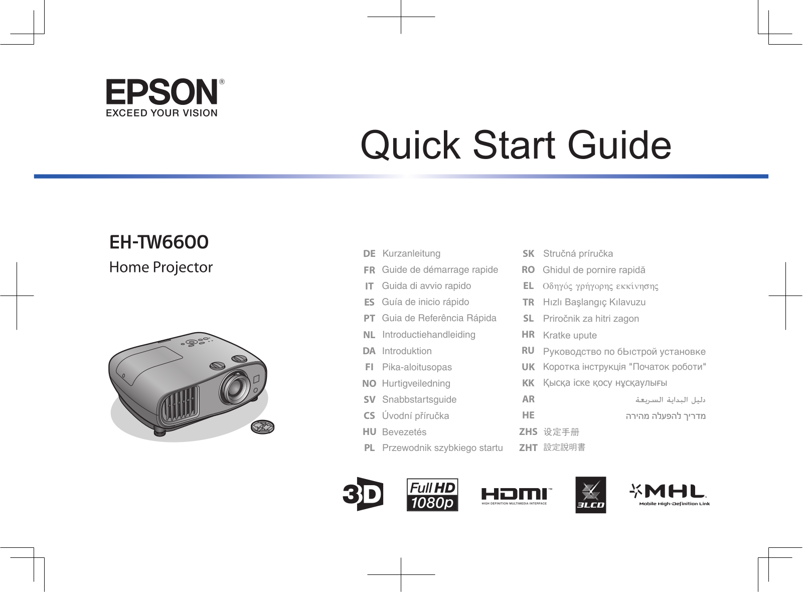 Epson EH-TW6600 Quick Guide