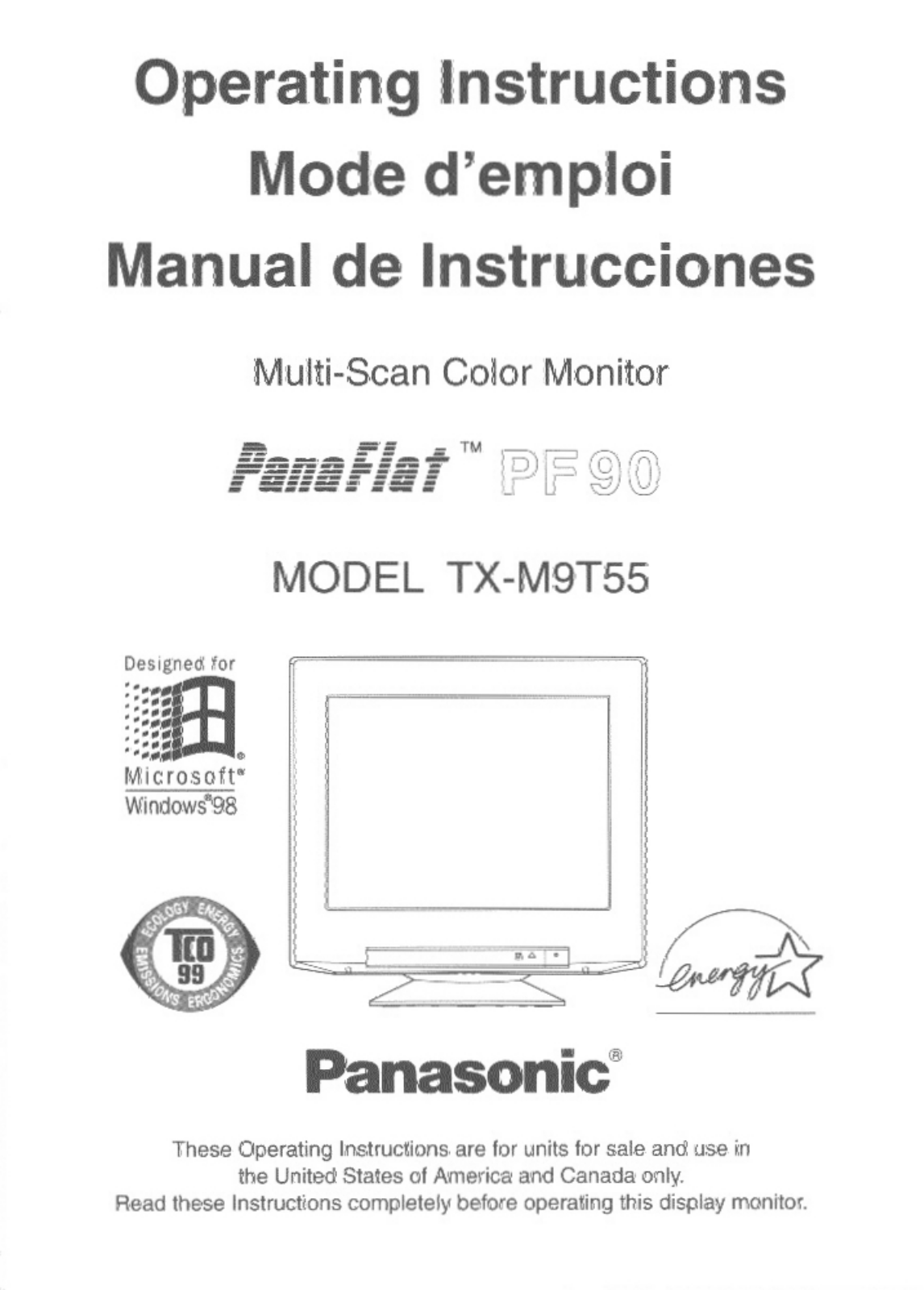 Panasonic PF90 User Manual