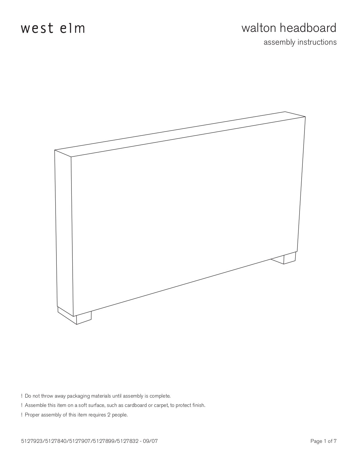 West Elm Walton Headboard Assembly Instruction