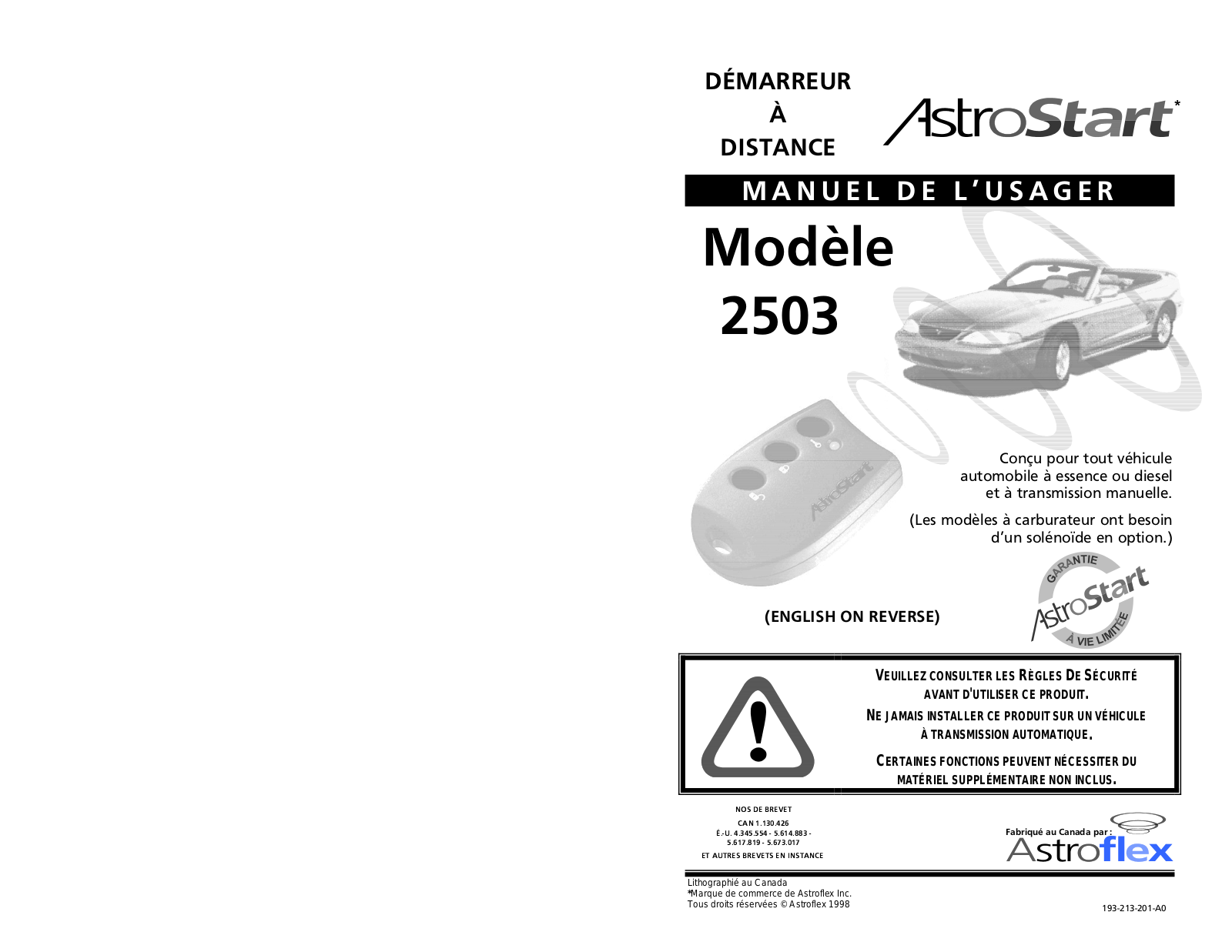 Astroflex 2503 Instruction Manual