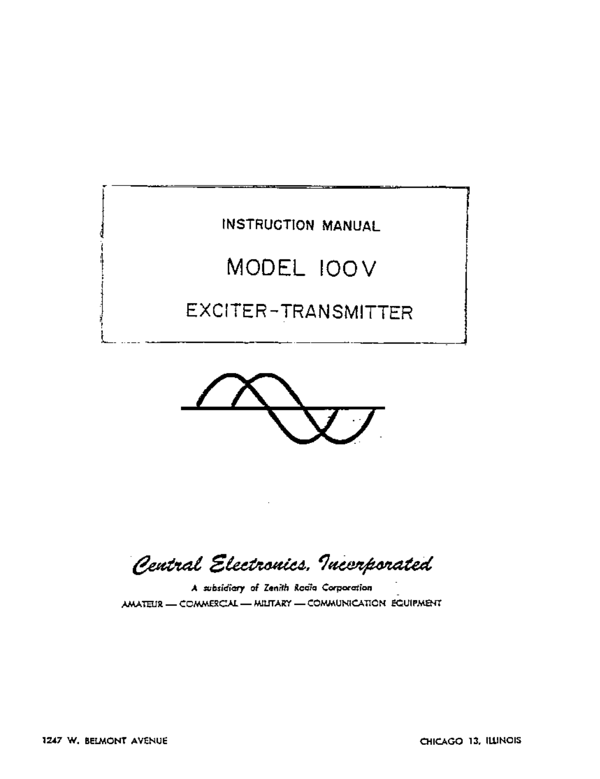 Central Electronics 100V Service manual