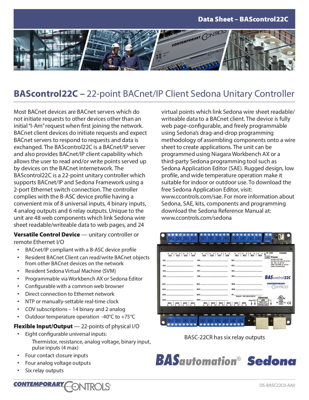 Contemporary Controls BAScontrol22C Data Sheet