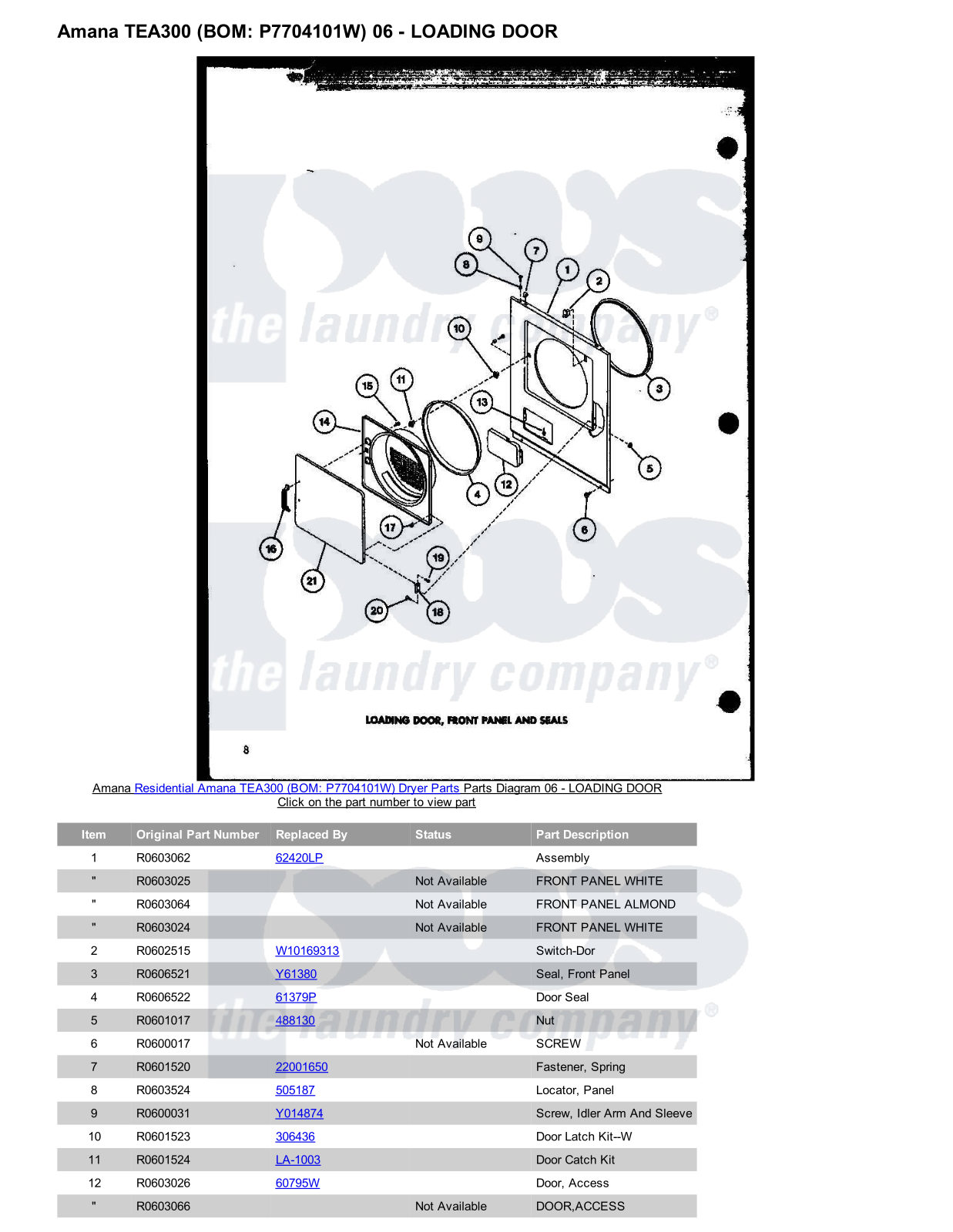 Amana TEA300 Parts Diagram