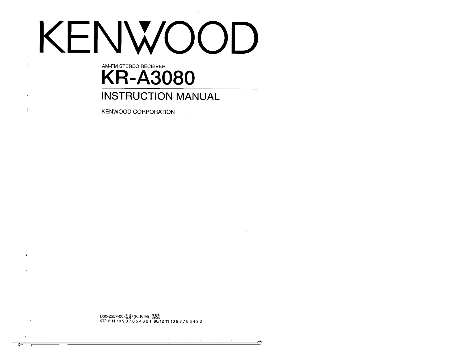 Kenwood KR-A3080 Owner's Manual
