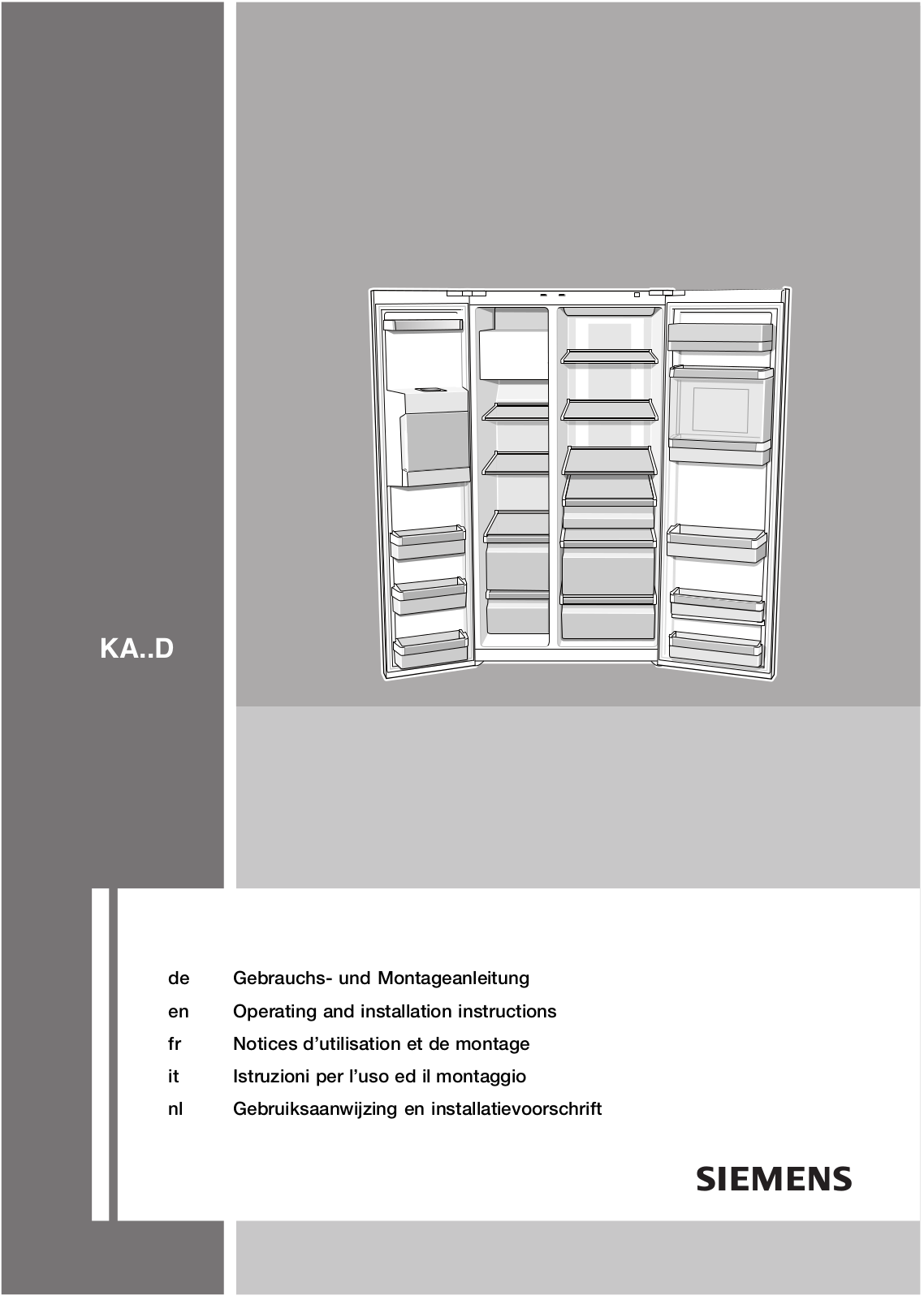 SIEMENS KA62DP90, KA62DA70, KA62DP90GB, KA62DA70GB User Manual