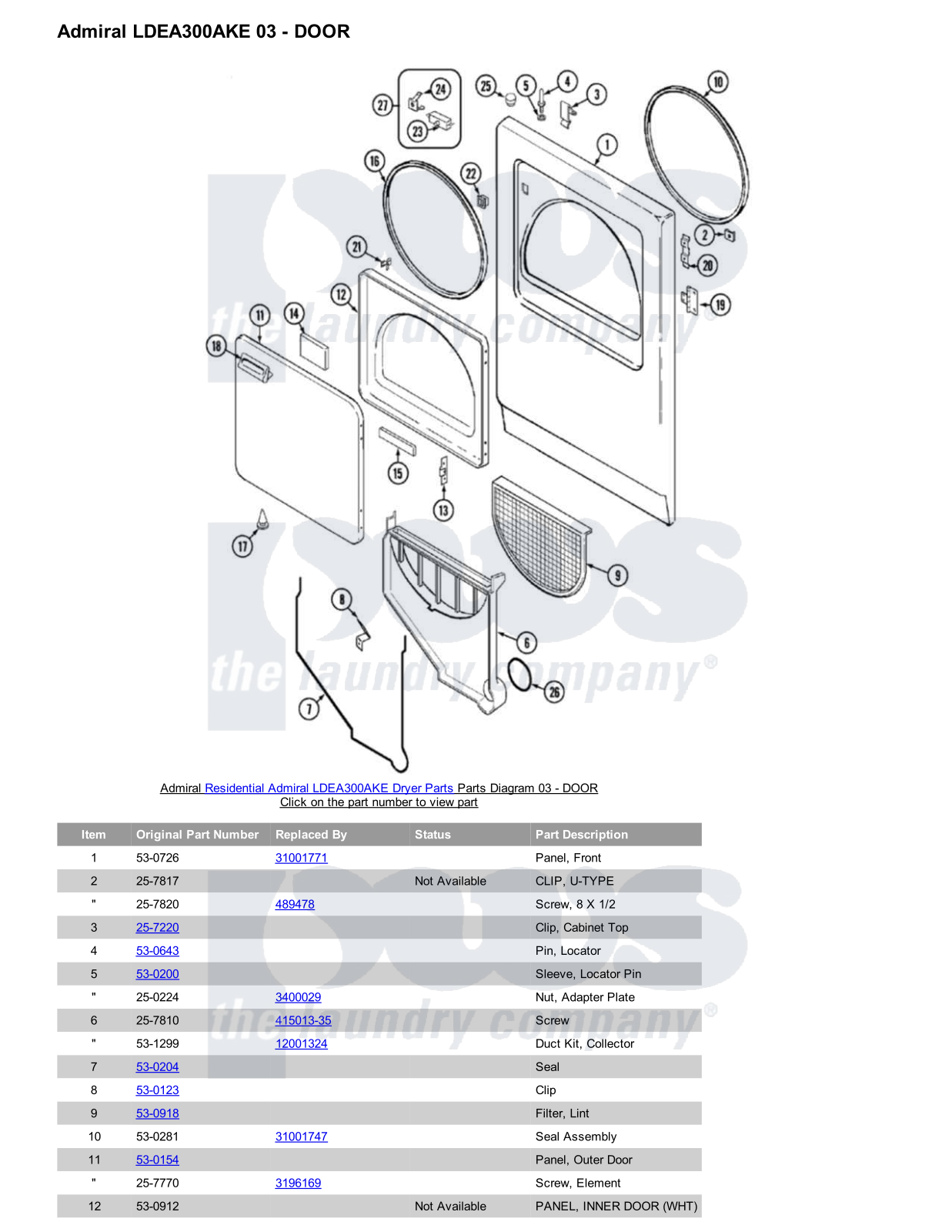 Admiral LDEA300AKE Parts Diagram