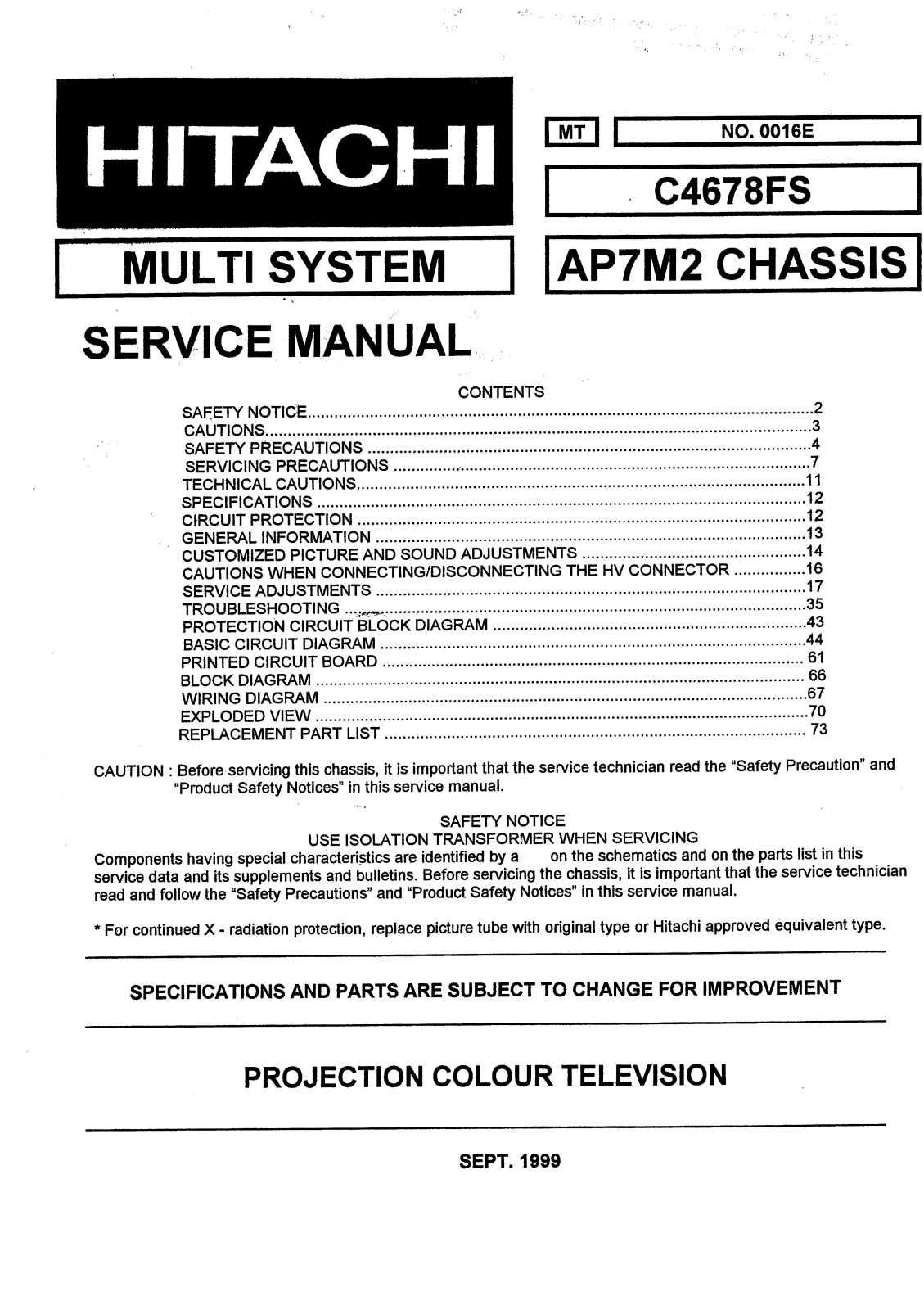 Hitachi C4678FS Service Manual