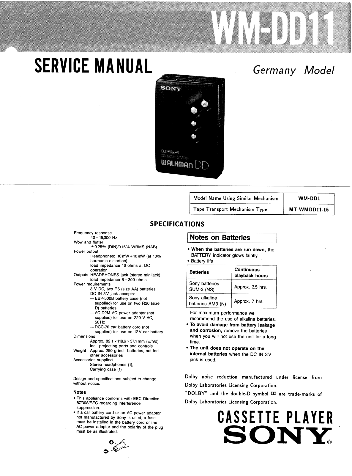 Sony WMDD-11 Service manual